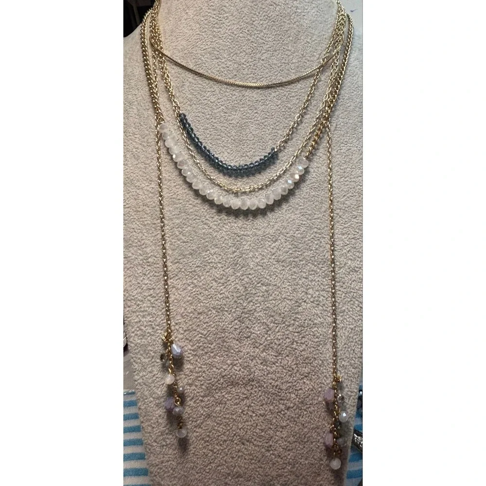 #76. Loft Gold-tone Multi-strand Bead Necklace